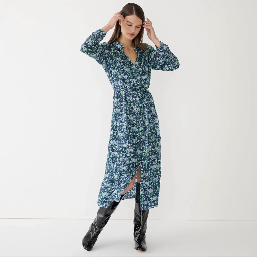 J Crew Button-Front Midi Dress in Fauna Floral Size 6 worn once